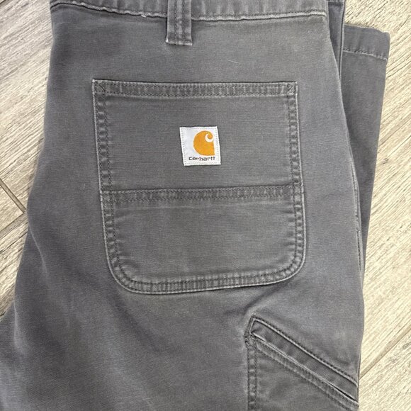 NICE Carhartt Men's 38x30 Relaxed Fit Workwear Carpenter Cargo 14806 Gray Pants - Picture 2 of 7
